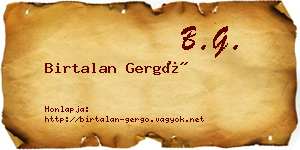 Birtalan Gergő névjegykártya